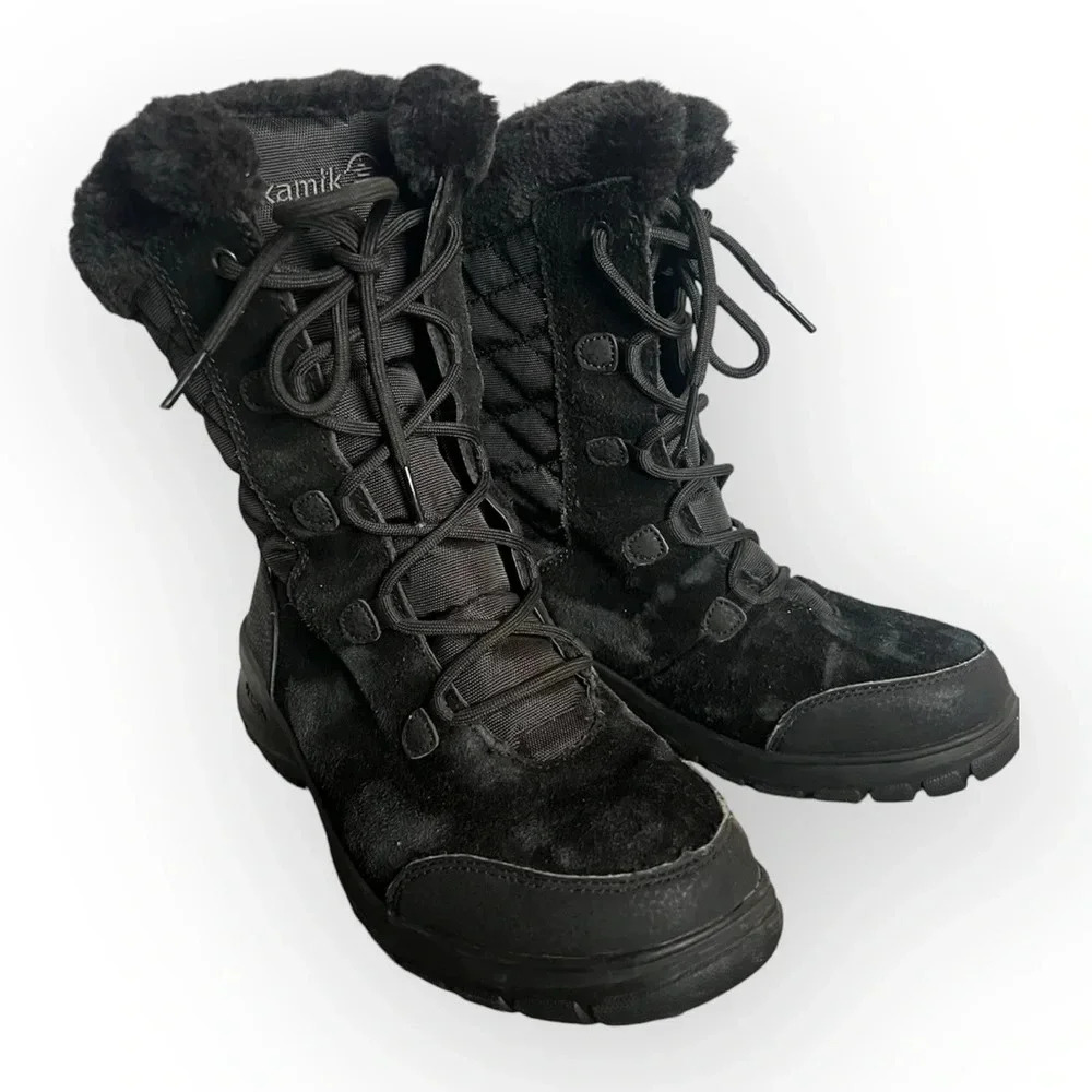 KAMIK BOSTON2 women’s sz 8 impermeable waterproof winter warm faux fur suede
